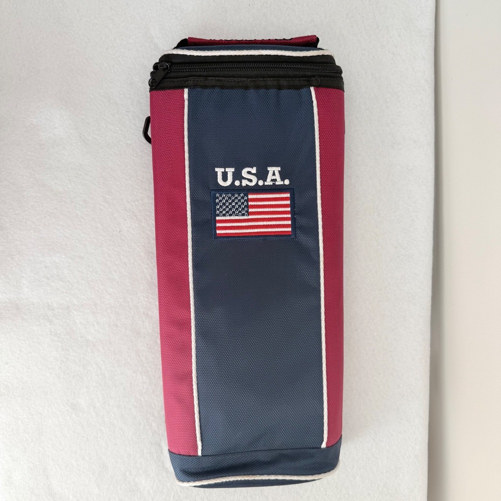 PowerBilt USA Six Can Cooler‎ 24" Tall Red Blue Insulated Beverage Bag